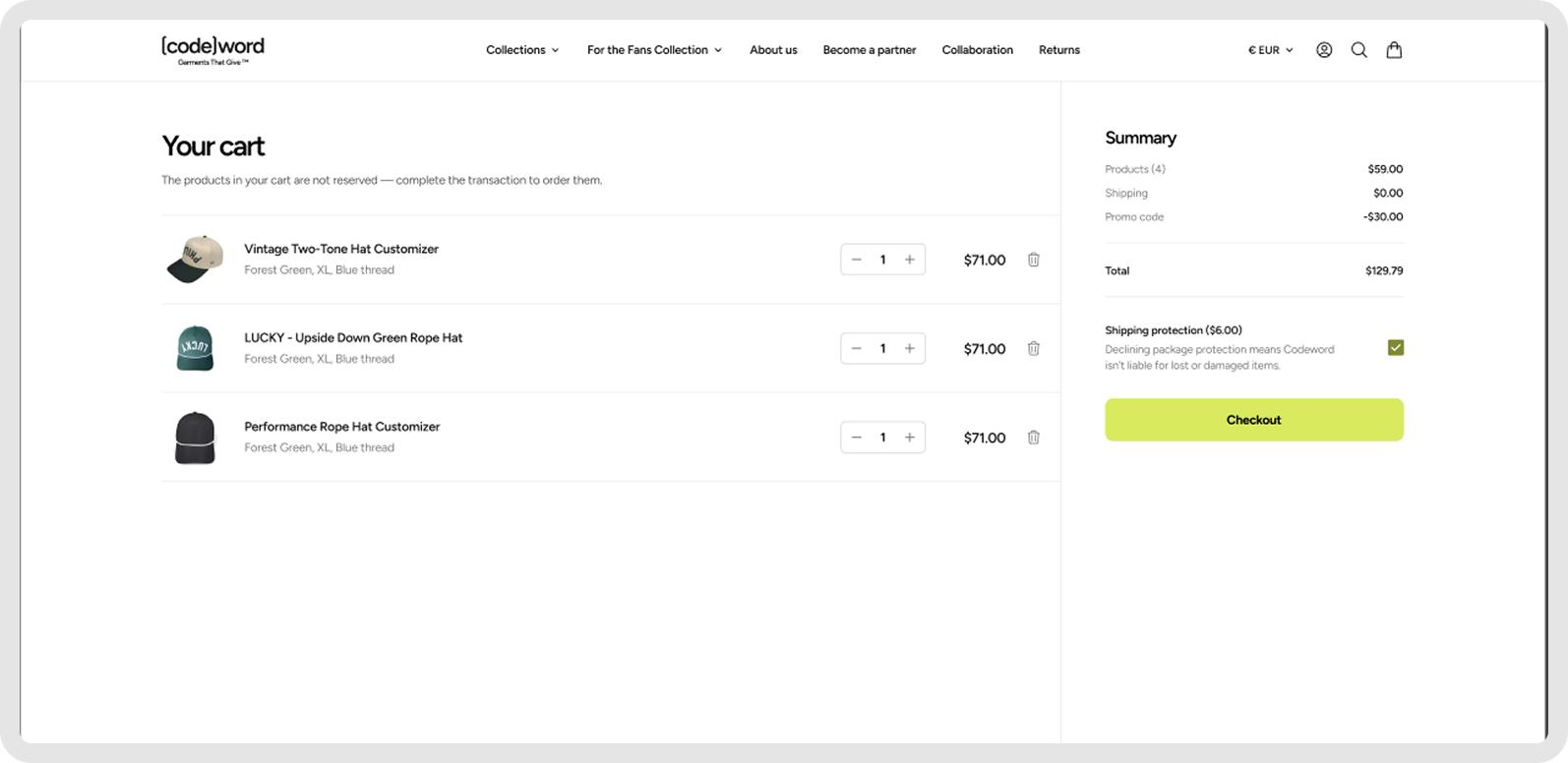 Redesigned mini cart boosts user engagement and checkout conversions – Control screenshot