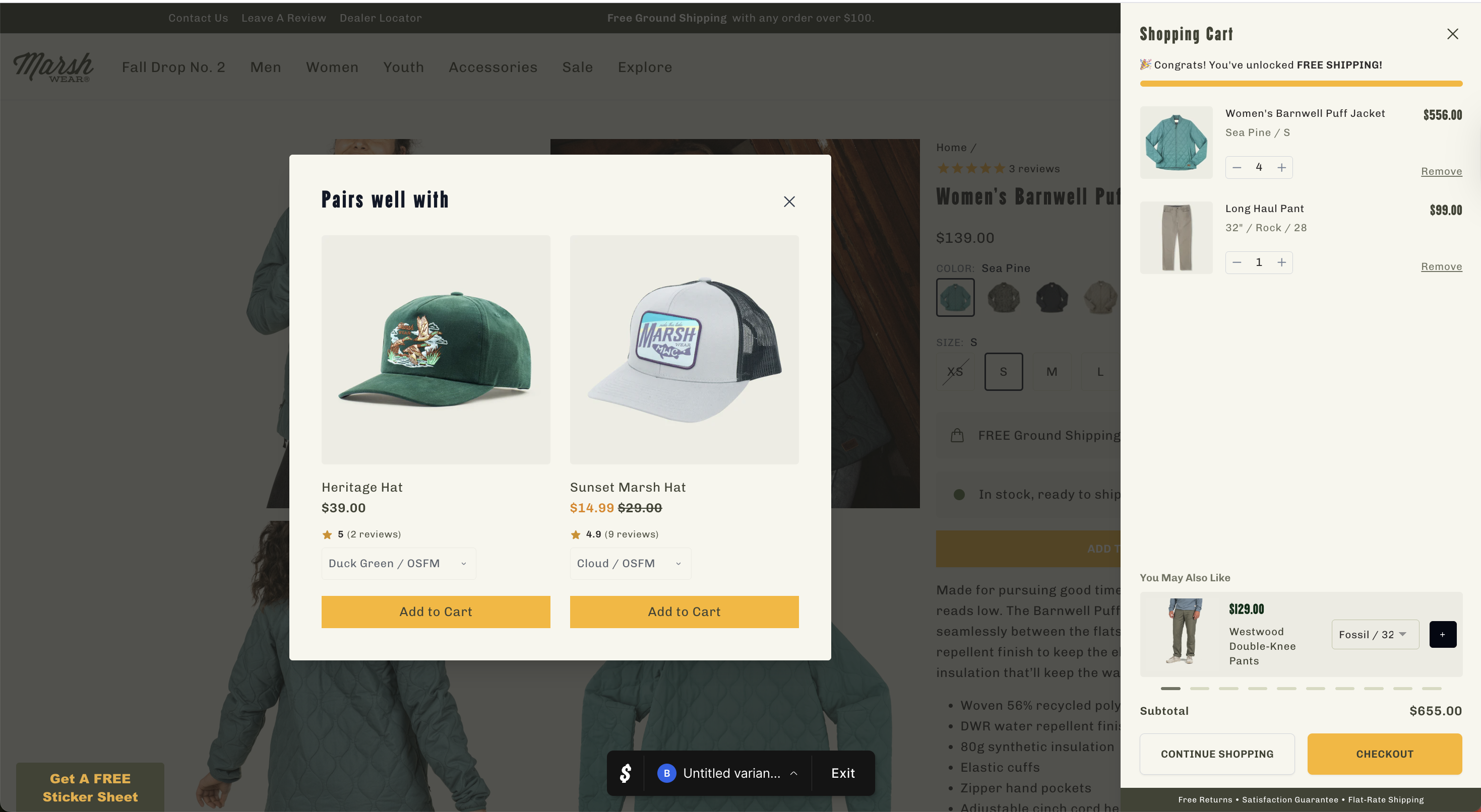 Enhancing AOV with Cross-Sell Pop-up Recommendations – Variation screenshot