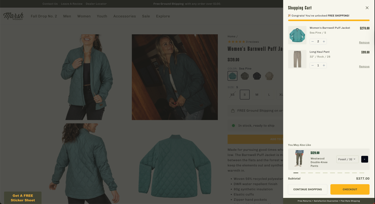 Enhancing AOV with Cross-Sell Pop-up Recommendations – Control screenshot