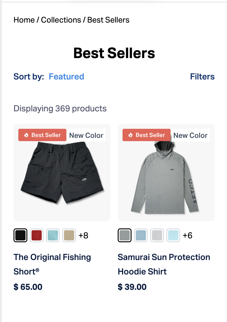 Collection pages redesign with improved visuals and navigation boosts desktop revenue and engagement – Variation screenshot