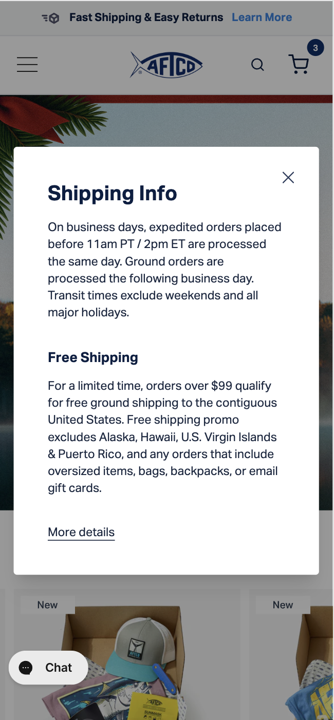 Shipping Banner with Info Modal – Variation screenshot