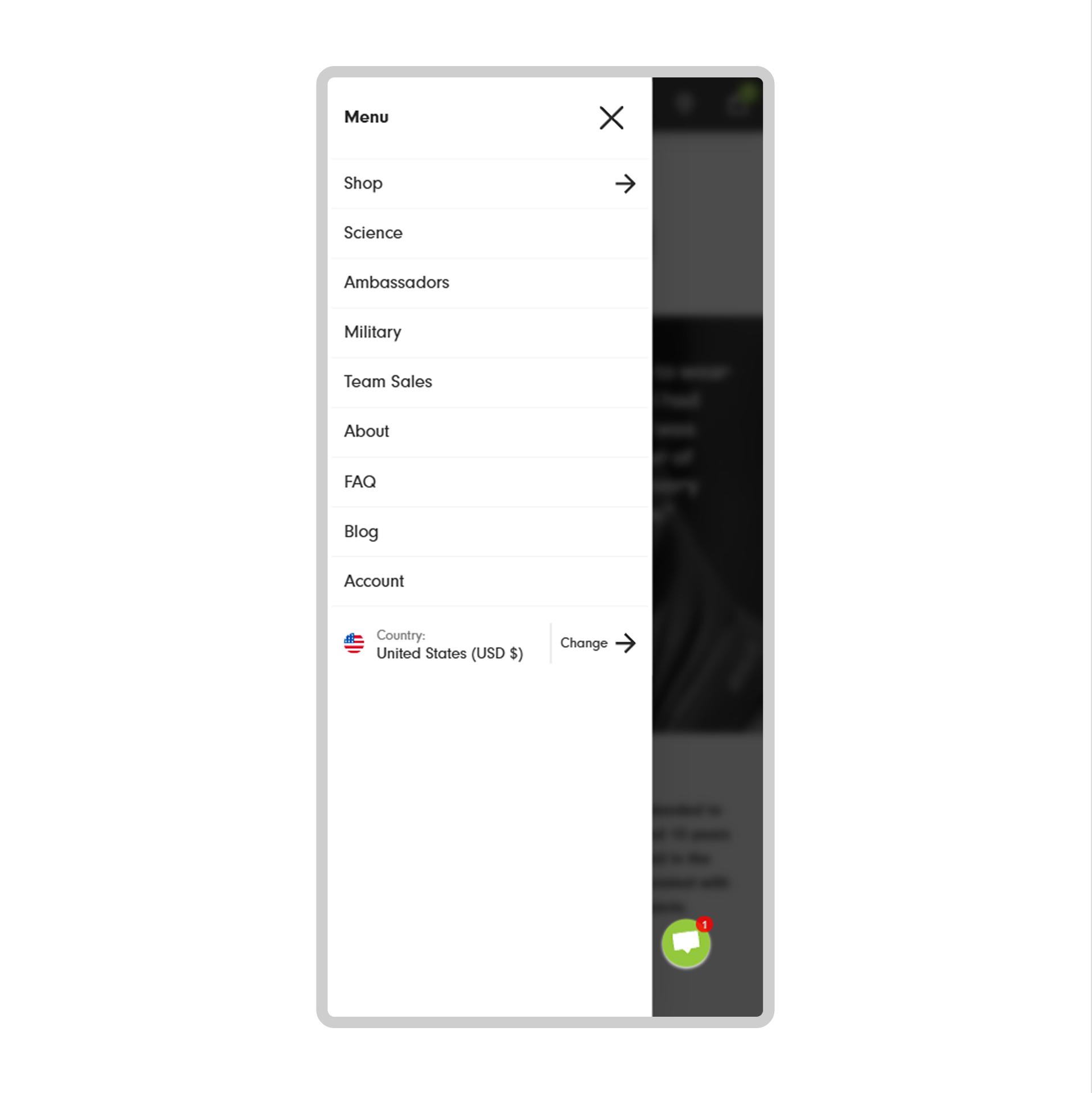 Streamlined mobile navigation – Control screenshot