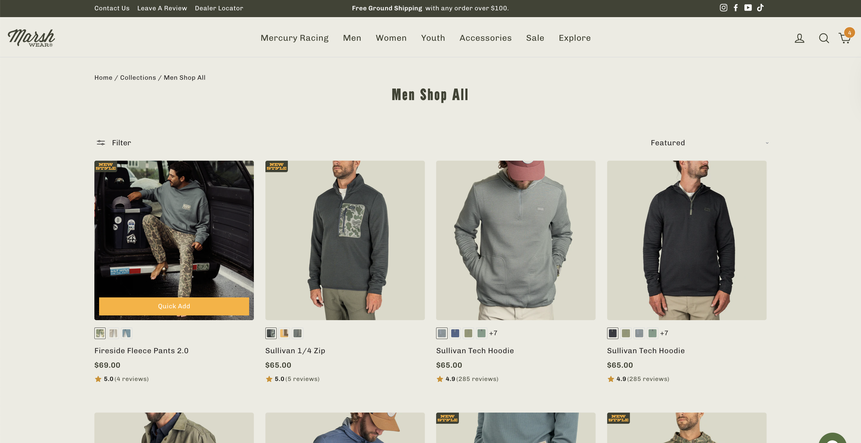 Clickable size buttons on hover boost collection page conversions and add-to-cart rate – Control screenshot