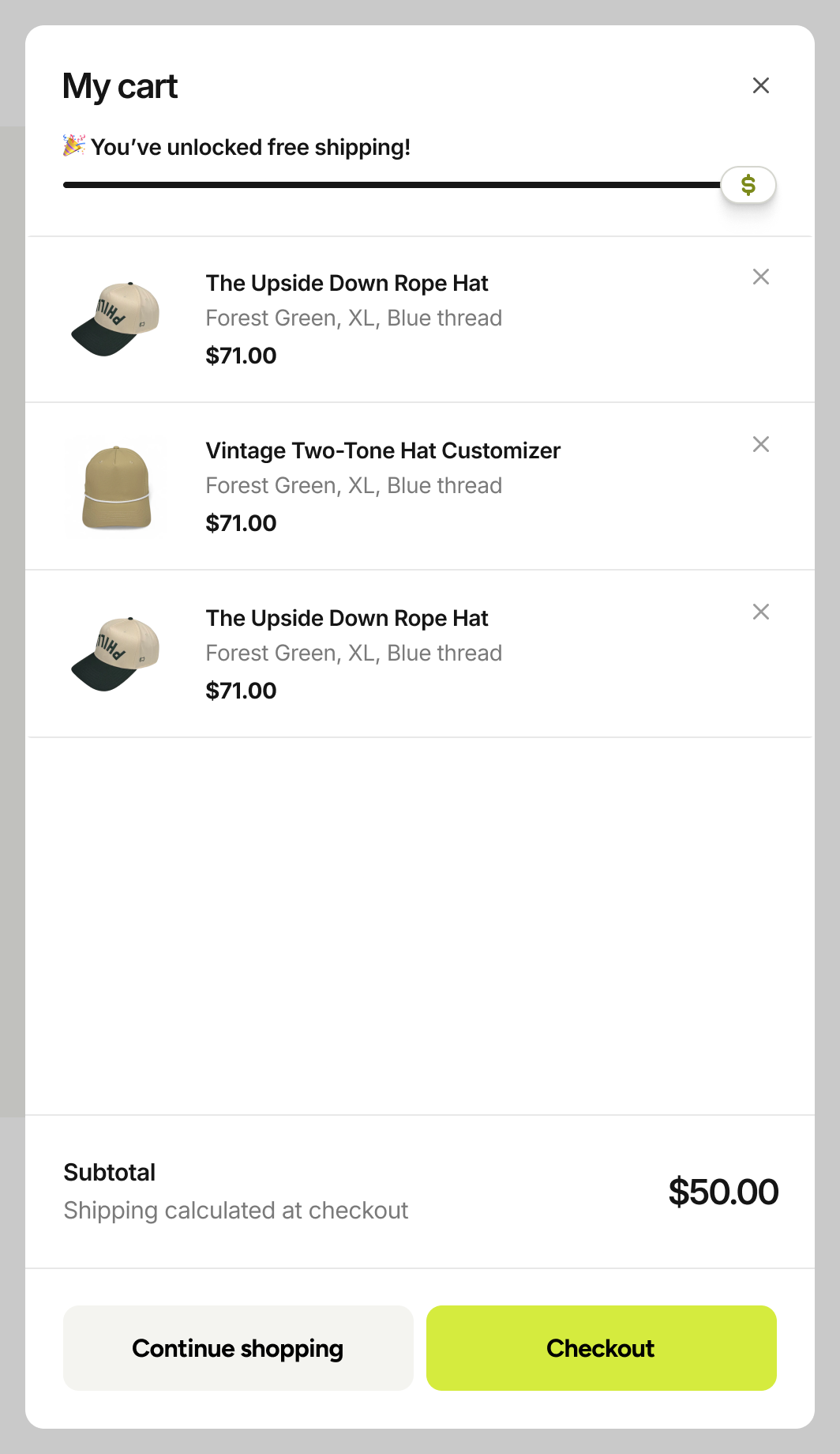 Visual free shipping progress indicator – Variation screenshot