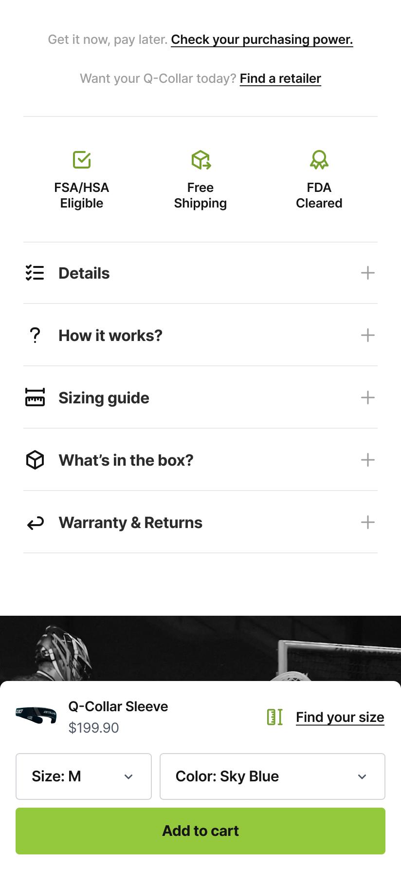 Sticky Top Add to Cart Bar with Size Selector – Variation screenshot