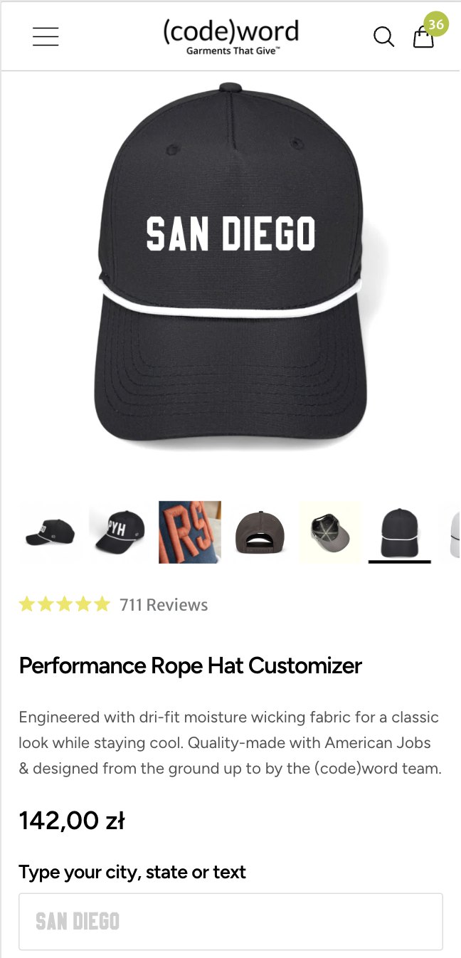 Redesigned gallery boosts product page engagement and conversions – Control screenshot