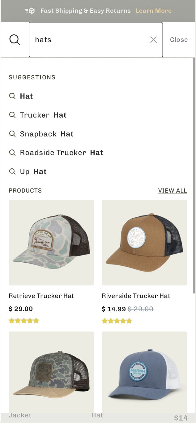 Enhanced search results with clickable categories increase user engagement and conversions – Variation screenshot