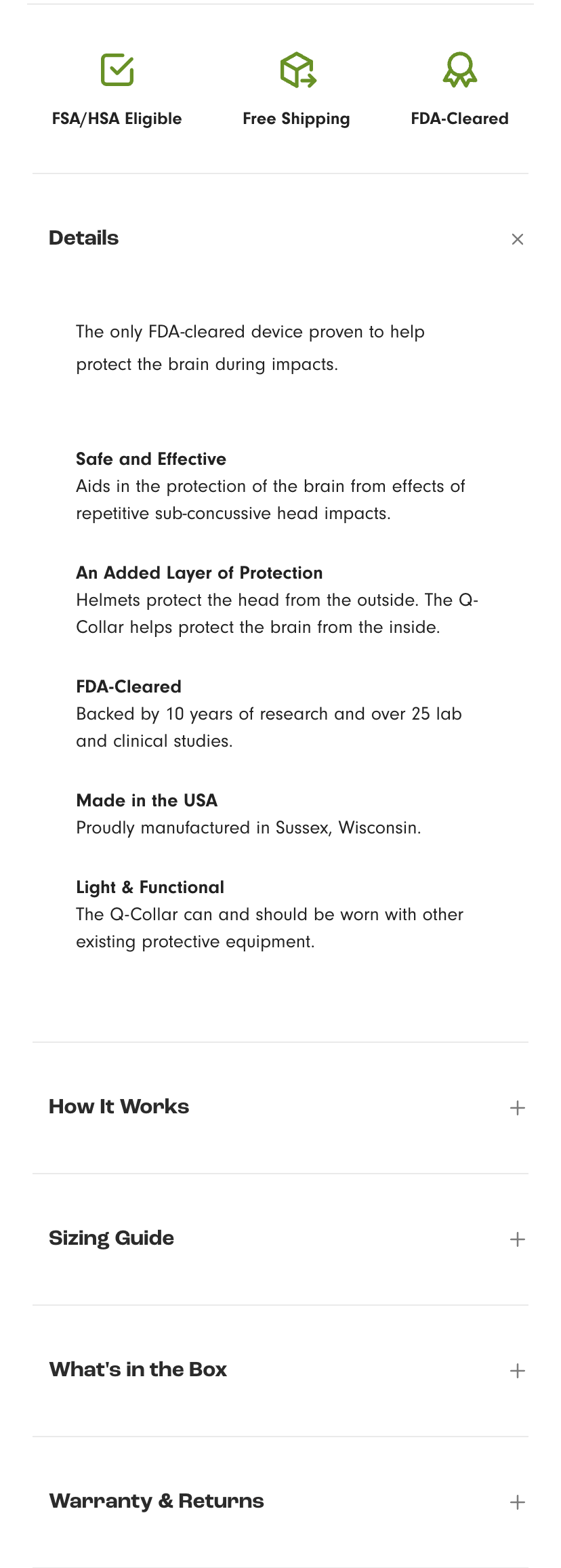 Overhauled PDP accordion boosts engagement and conversions – Control screenshot