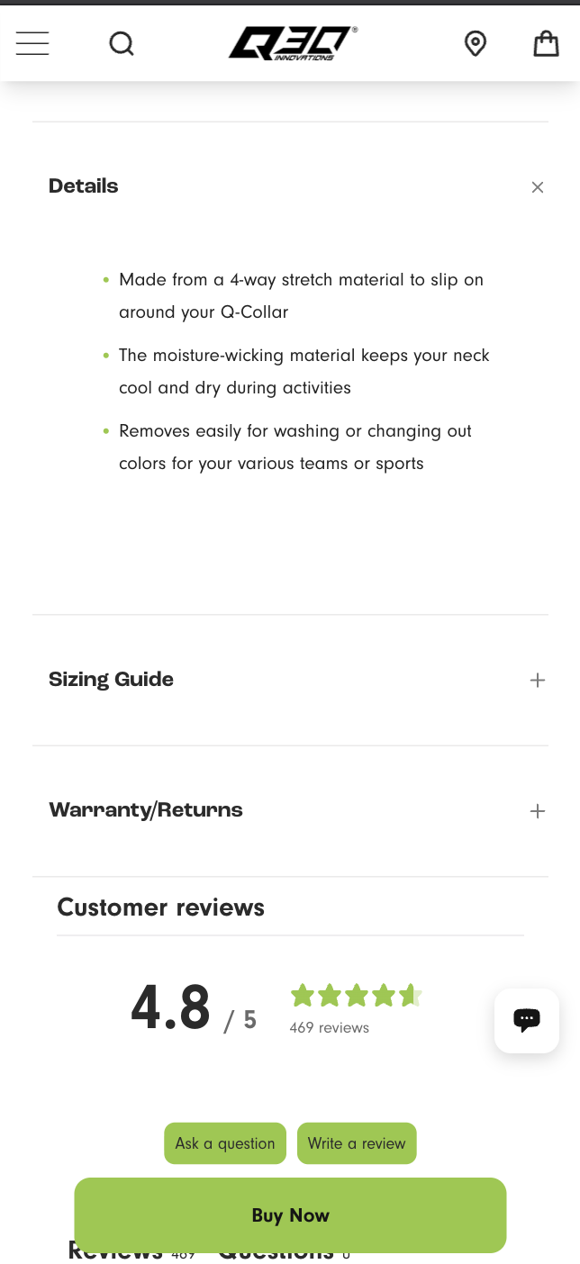 Implementing a bottom sticky add to cart bar increases desktop conversion rates but reduces overall purchase conversions on mobile – Control screenshot