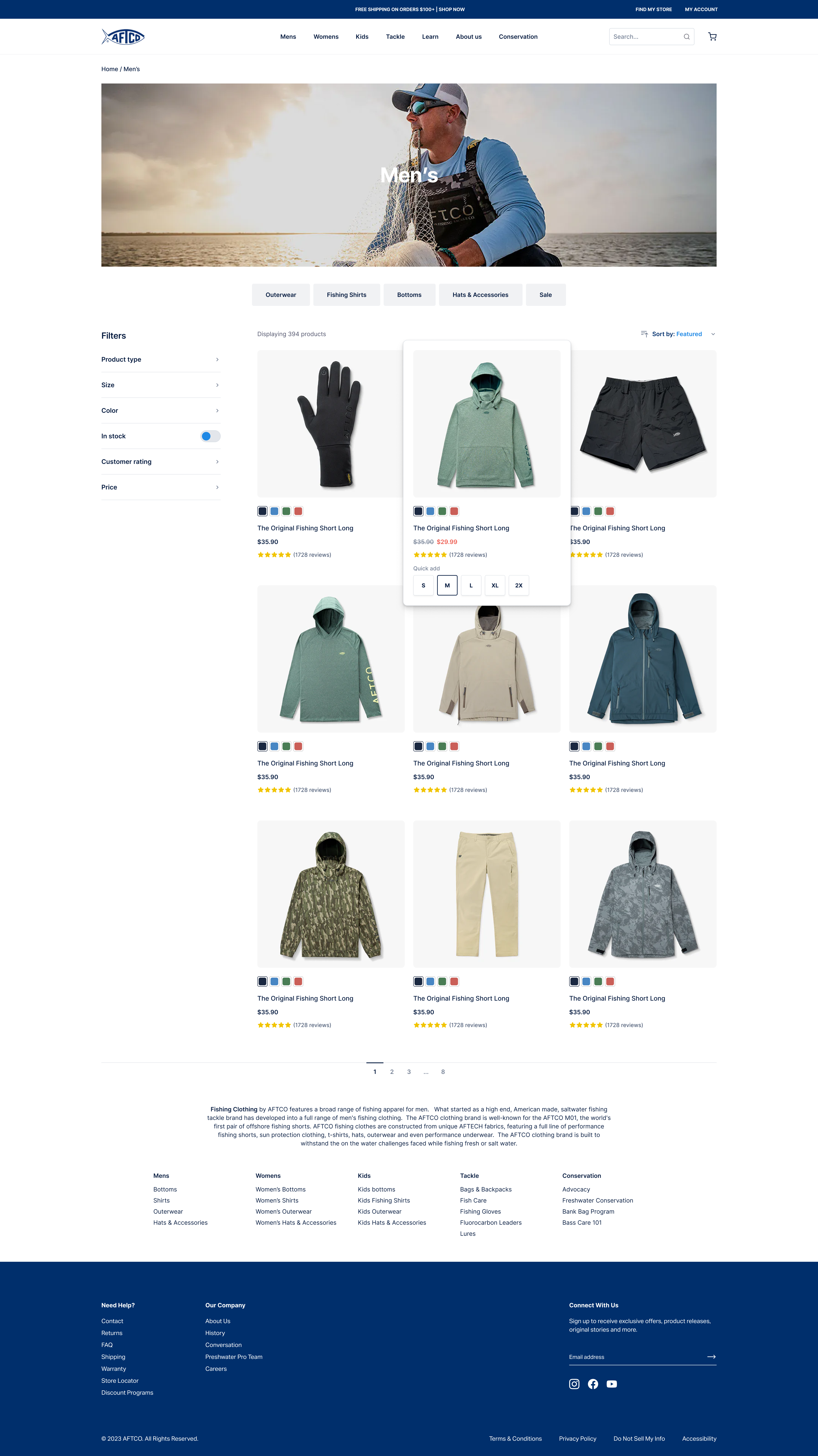 Clickable size buttons on collection pages – Variation screenshot