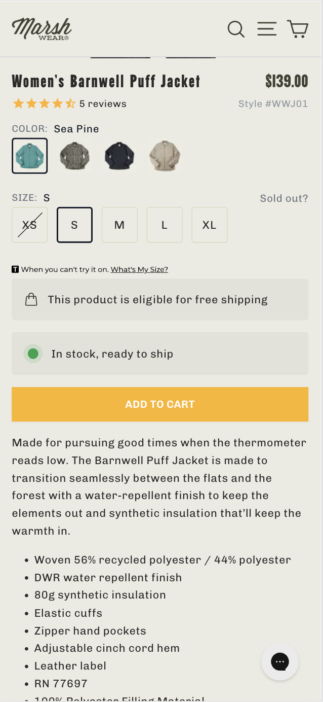 Context-aware shipping message – Variation screenshot